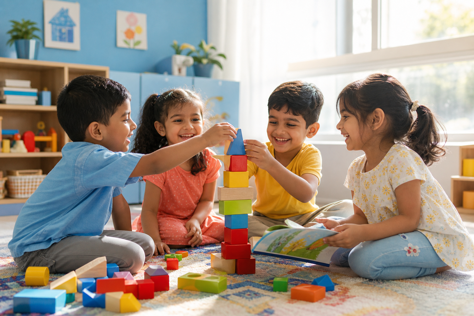 Preschool friends playing together
